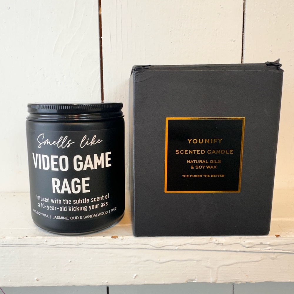 NEW Candle Smells Like Video Game Rage Black Jasmine Soy Wax Oud Sandlewood Box - Picture 6 of 6